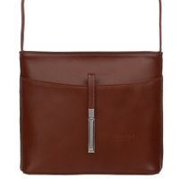 VERA PELLE torebka damska skórzana listonoszka z paskiem V159 brązowa