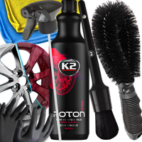 K2 ROTON PŁYN DO MYCIA FELG KRWAWA FELGA SZCZOTKA PĘDZELEK 2X MIKROFIBRA