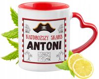 Kubek Czerwony Z Uszkiem W Kształcie Serca Dla Antoniego Na Prezent