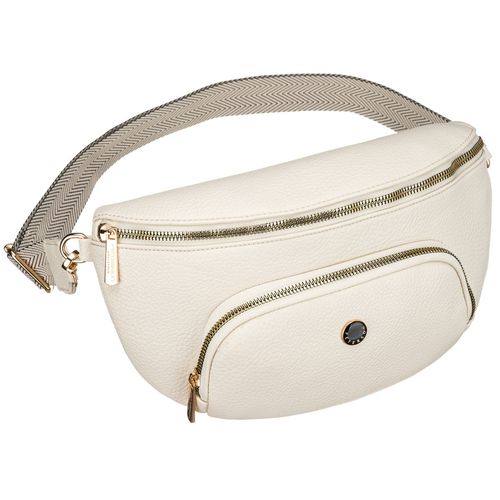 jasnobeżowa nerka damska ze skóry ekologicznej zamykana suwakiem - peterson na Arena.pl