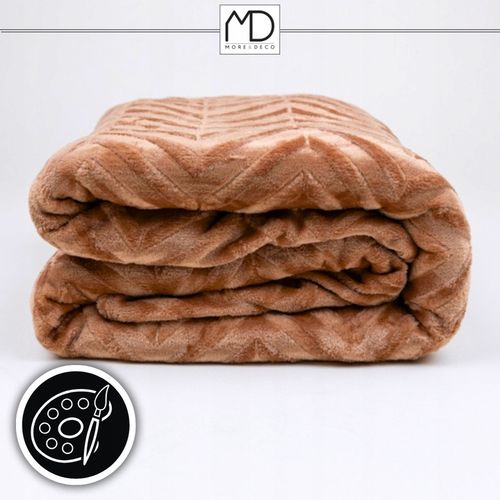 Ciepły koc ozdobny narzuta na łóżko prezent pled 200x220 cm brązowy na Arena.pl