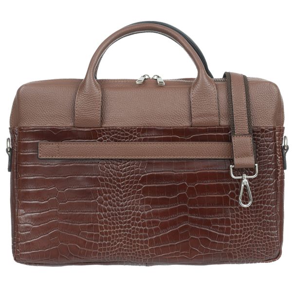 VERA PELLE torebka skórzana teczka kroko torba na laptopa V545 brązowa zdjęcie 1