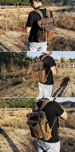 Plecak PODRÓŻNY POJEMNY Vintage Retro MIEJSKI EkoSkóra Brązowy PŁÓCIENNY na Arena.pl