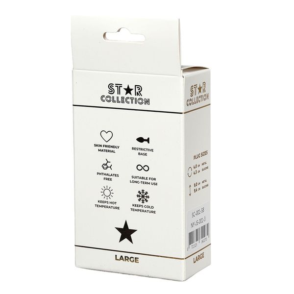 Star Collection - Silver Metal Anal Plug L - Light Blue Stone zdjęcie 2
