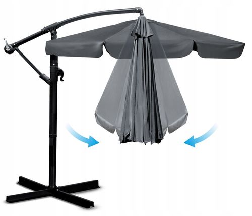 Parasol Ogrodowy Duży Składany z wysięgnikiem pokrowiec 6 segmentów Ø 350cm na Arena.pl