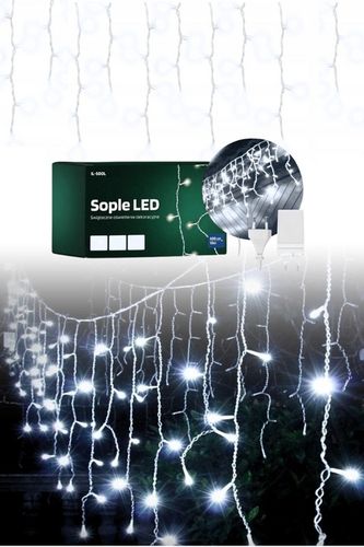Światełka lampki świąteczne zewnętrzne sople na dom balkon ogrodowe 500 led na Arena.pl