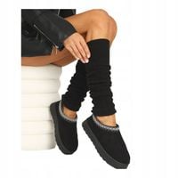 Getry Damskie na Nogi Wełna Ocieplacze na Łydki Ciepłe Cerber CZARNE