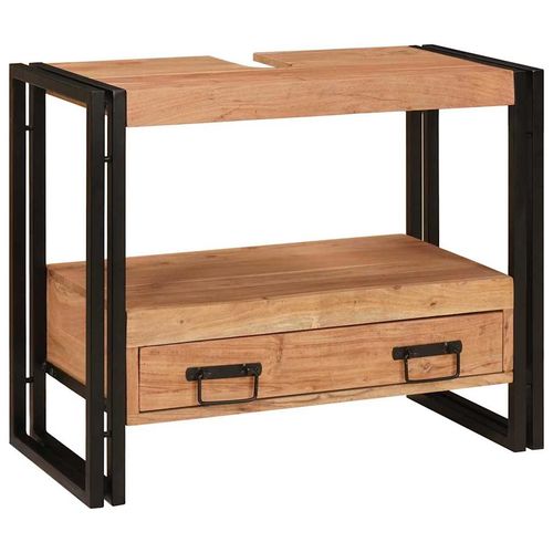 Szafka pod umywalkę z szufladą Lite drewno akacjowe i żelazo na Arena.pl