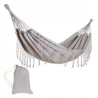 DUŻY MOCNY HAMAK OGRODOWY BOHO HUŚTAWKA MIDAS 3 100x200 SZARY + POKROWIEC