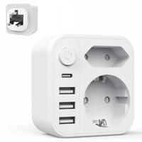 ŁADOWARKA TYP G Adapter podróżny 3USB+1USB-C, UK WTYCZKA