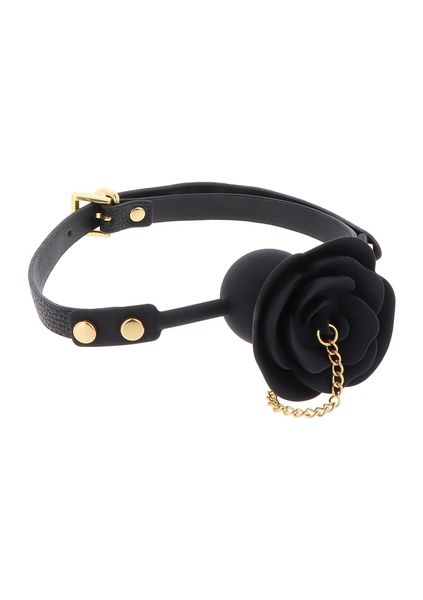 Rose Ball Gag With Plug Black zdjęcie 10