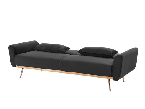 Sofa rozkładana welurowa czarna EINA na Arena.pl