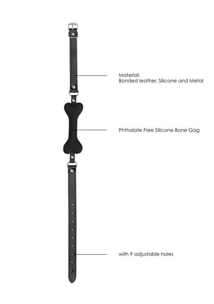 Silicone Bone Gag - With Adjustable Bonded Leather Straps zdjęcie 5