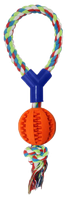 Piłka na sznurku dla psa z pętlą o zapachu mięty pomarańczowa 38cm