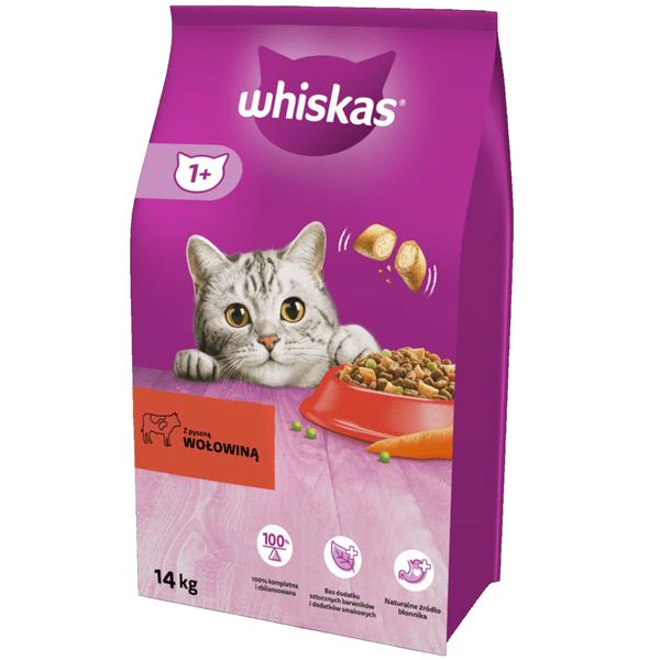 Whiskas Sucha karma dla kotów z pyszną wołowina 14 kg zdjęcie 1