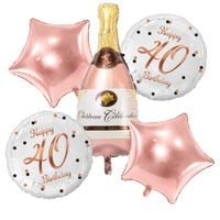 Zestaw balonów na 40 urodziny Szampan rose gold