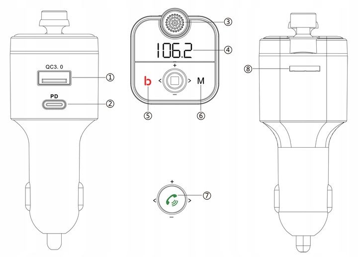Transmiter FM Bluetooth 5.0 ładowarka QC 4.0 PD20W zdjęcie 5