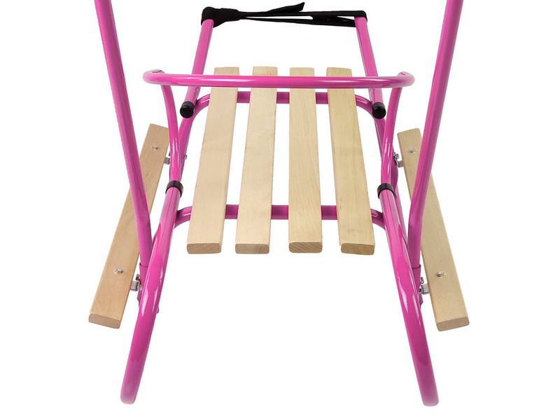 Sanki Metalowe z Pchaczem Oparcie Pasek Różowe zdjęcie 3