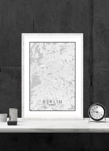 Berlin mapa czarno biała - plakat 40x50 cm na Arena.pl