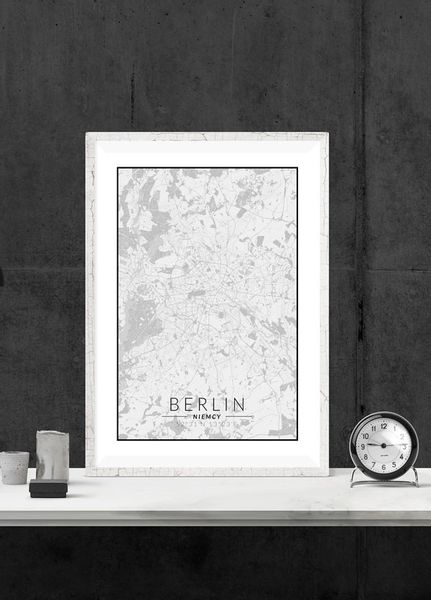 Berlin mapa czarno biała - plakat 40x50 cm zdjęcie 2