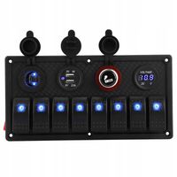 ROZDZIELNIA PANEL 8 WŁĄCZNIKÓW 12V 24V PANEL STEROWANIA
