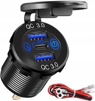 GNIAZDO ŁADOWARKA SAMOCHÓD QC3.0 3xUSB 12V-24V