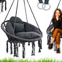 WISZĄCY FOTEL BOHO HUŚTAWKA OGRODOWA DO DOMU NA TARAS BOCIANIE GNIAZDO ECRU