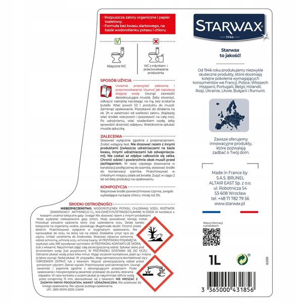 UDRAŻNIACZ SPECJALNY DO WC STARWAX (43185) zdjęcie 3