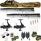 ZESTAW WĘDKARSKI karpiowy 2x wędka karp 2x kołowrotek 2x sygnalizator