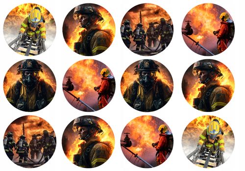 OPŁATEK na BABECZKI MUFFINKI zestaw na urodziny 12szt. - STRAŻ STRAŻAK na Arena.pl