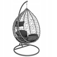 Fotel Wiszący Ogrodowy Kokon Bujany Huśtawka Kosz XXL do Ogrodu Szary