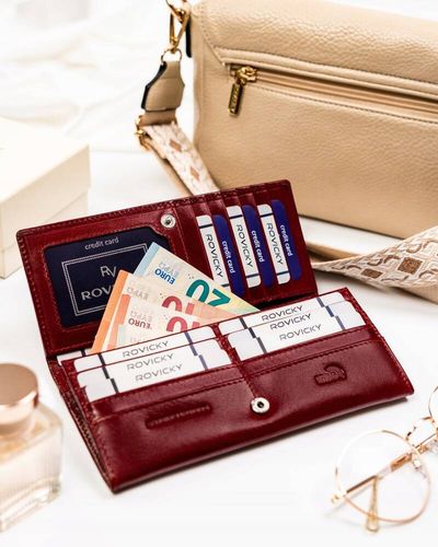 duży, skórzany portfel damski z systemem rfid - rovicky na Arena.pl