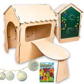 Domek Ogrodowy Drewniany Stolik Tablica Kredowa 86 X 137 X 105 Cm