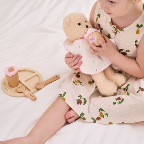 VIGA PolarB Drewniany Zestaw do Karmienia Lalki Torba - z Butelką i Śliniaczkiem na Arena.pl