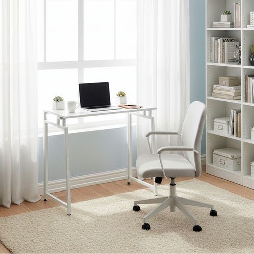 Biurko komputerowe, składane 80 cm stolik do pracy przy komputerze, drewniany, białe na Arena.pl