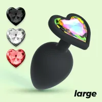 crushious cuore large czarny - zatyczka z 4 wymiennymi kryształami