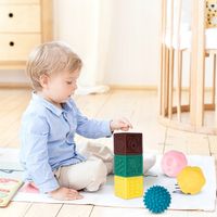 KLOCKI SENSORYCZNE GUMOWE MIĘKKIE KREATYWNE WIEŻA MONTESSORI AUTA PIŁECZKI