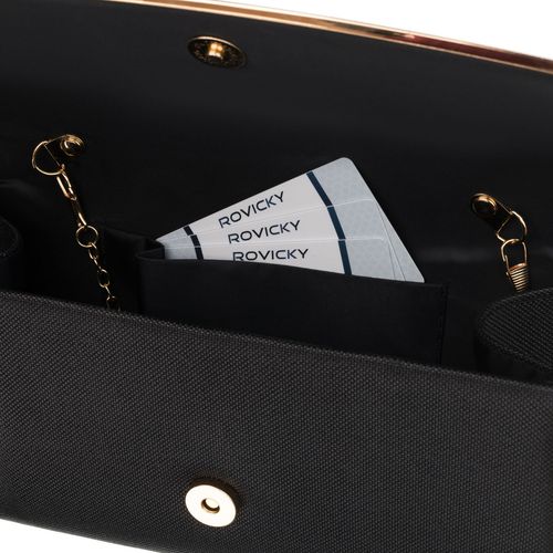 czarna, wizytowa torebka damska wykonana z tkaniny syntetycznej - rovicky na Arena.pl