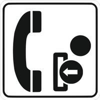 Tabliczka informacyjna Grawerowana 10x10 cm piktogram Telefon na żetony
