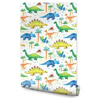 Tapeta Do Pokoju Chłopca Kolorowe DINOZAURY Abstrakcja Styl Skandynawski