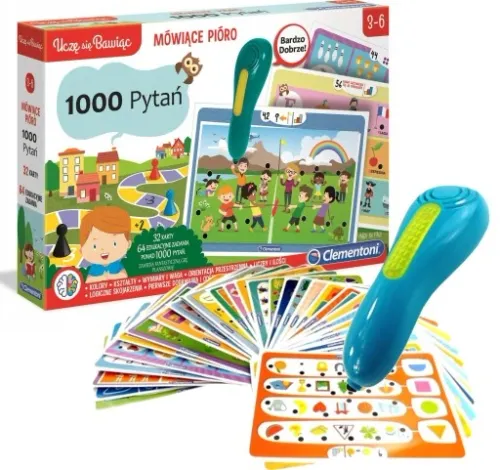 CLEMENTONI MÓWIĄCE PIÓRO ŚWIECI 1000 PYTAŃ PRZEDSZKOLAKA + GRA QUIZ 50653 na Arena.pl