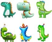 6 dużych balonów foliowych dinozaurów na urodziny