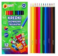kredki ołówkowe trójkątne shan mix 12 sztuk
