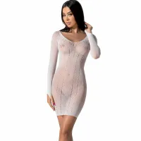 passion bs101 białe bodystocking siateczkowe, jeden rozmiar