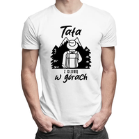 Tata z głową w górach męska koszulka na prezent dla taty Biały XL T-shirt