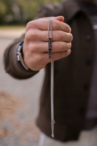 Srebrny naszyjnik Męski z Grawerem Łańcuszek Pancerka Stal GRAWER GRATIS na Arena.pl