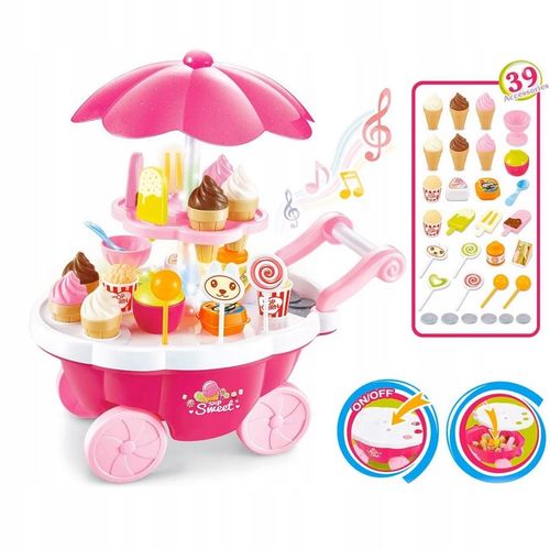 SKLEP WÓZEK LODZIARNIA CUKIERNIA DŹWIĘK LED 39 ELEMENTÓW DLA DZIECI na Arena.pl