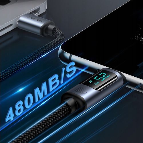 JOYROOM KABEL Z WYŚWIETLACZEM USB-C SZYBKIE ŁADOWANIE USB TYP C 5A 100W 1M na Arena.pl
