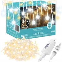 LAMPKI SOPLE ZEWNĘTRZNE 300LED IP44 CIEPŁE BIAŁE FLASH GIRLANDA ŚWIĄTECZNE