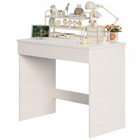 Jugend-Computertisch, Weiß, Moderner Loft-Tisch mit Schublade, 90 cm